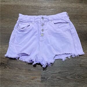 No Boundaries Lavender Frayed Jean Shorts